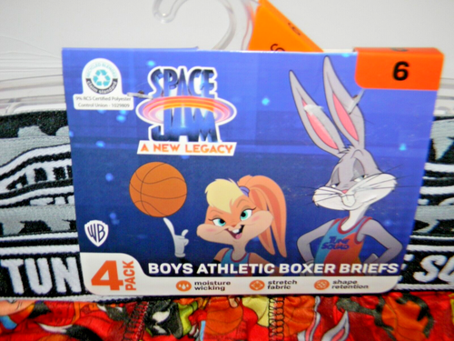 SPACE JAM A NEW LEGACY BOYS ATHLETIC BOXER BRIEFS SIZE 6 Four Pack NWT - Picture 2 of 6