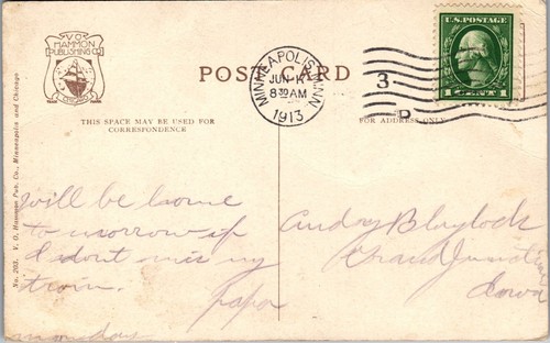 Vintage Postcard Stone Arch Bridge Anthony Falls Milling District Minn MN 1913 - Picture 2 of 3