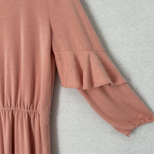 Halston Kleid Damen M Rosa Quarz Pullover Trapunto Volantärmel Bequem Neu mit Etikett - Bild 7 von 9
