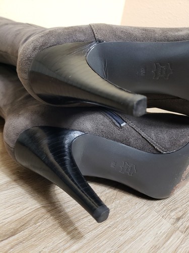 VIA SPIGA Gray Suede Leather Knee High Heel Boots Womens US Size 8 M - Picture 14 of 22