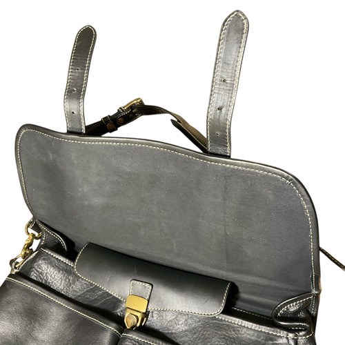 $550 COLE HAAN Montana II Military Rustic Heavy Leather Briefcase Messenger Bag - Picture 8 of 17