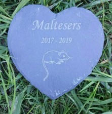 Personalised Engraved Slate Stone Heart Pet Memorial Grave Plaque Rat Gerbil 