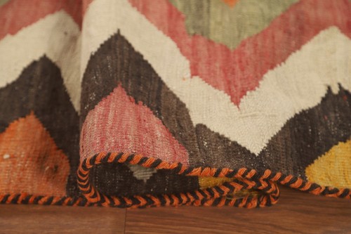 Vegetable Dye Vintage Kilim Chevron Pattern Area Rug 6x9 Flatweave Carpet - Picture 7 of 10