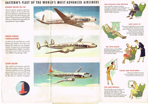 Eastern Airlines Souvenir Flight Pack 2 Postcards Super C Silver Falcon 1950's - Picture 6 of 6