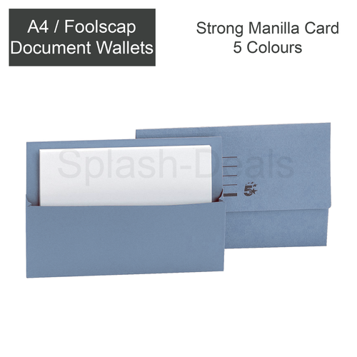 A4 / Foolscap Filing Document Wallet Folders Manilla Card - Half Flap 5 Colours - Picture 5 of 9