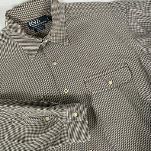Polo Ralph Lauren Hulton camicia uomo XL manica lunga abbottonata marrone nero check - Foto 1 di 7
