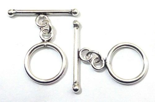 10 Set 15X26mm Bali Toggle Clasp Hook clasp Oxidized Silver Plated me-16 - Picture 1 of 3