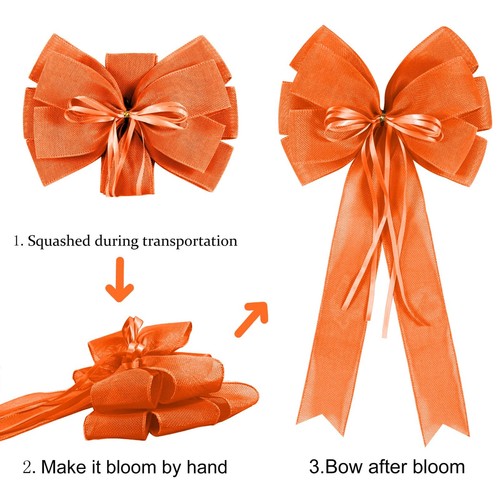 2 PCS Fall Bows for Wreaths DecorFall Tree Topper Bow DecorationsDecorative B... - Picture 4 of 7
