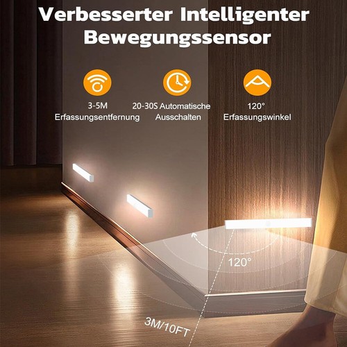 LED Unterbauleuchte mit Bewegungsmelder USB Lichtleiste Küche Schrank Nachtlampe - Bild 3 von 25