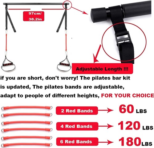 Kit de Barra de Pilates Profesional - 6 Banda de Resistencia Ajustable Elástica Extraíble - Imagen 6 de 6