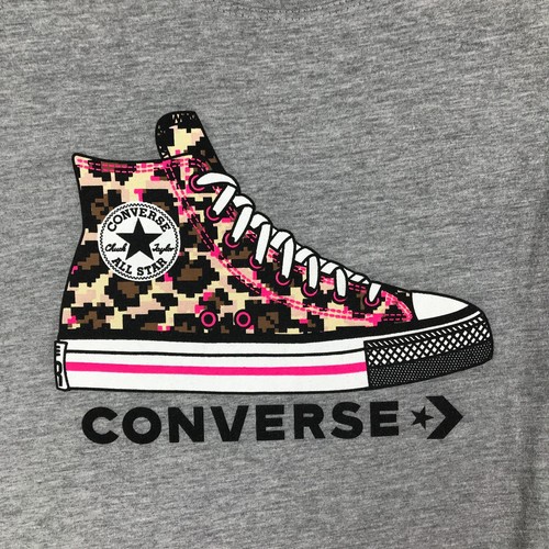 Converse All Star Girls Gray Cap Sleeve Crew Neck T Shirt Size XL - Picture 4 of 8