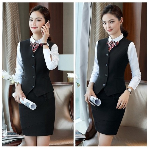 Women 2PCS Formal Waistcoat Bodycon Skirt Suit Set Slim Fitted OL Work Wear Sexy - Bild 6 von 25