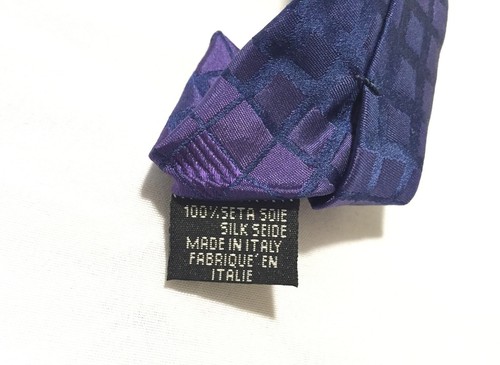 Corbata Dunhill Cuadrada Patrón Lujo Hombre 100% Seda L59" W3.75" Hecha en Italia - Imagen 12 de 12