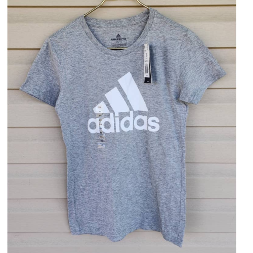 NWT NEW Adidas Amplifier Adidas Logo Grey / White Tee Women's XS Over Sized