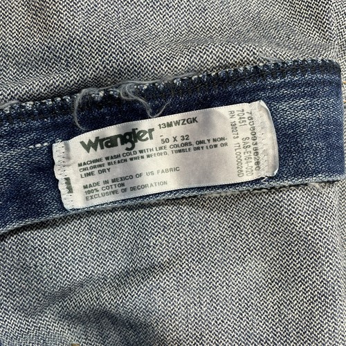 Wrangler Jeans Mens Size 50 x 32 Straight Leg Solid Denim Blue Pants - Picture 8 of 9