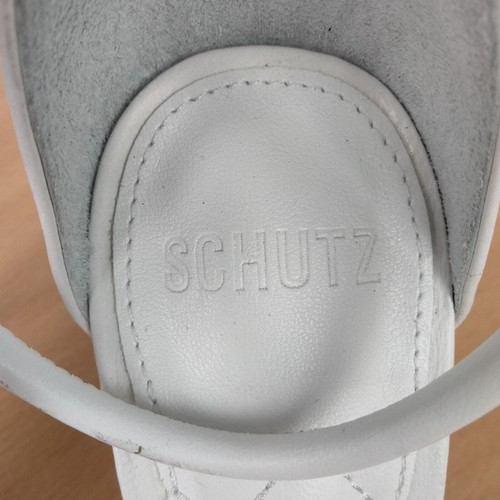 🆕 Schutz 'Gaiah' Genuine Leather Strappy Heeled Sandals in White Sz. 8.5 - Picture 10 of 13
