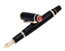 Crocodile Fountain Pen , Classic Writing Pen , Black Ruby Gold Ring and Gift Box