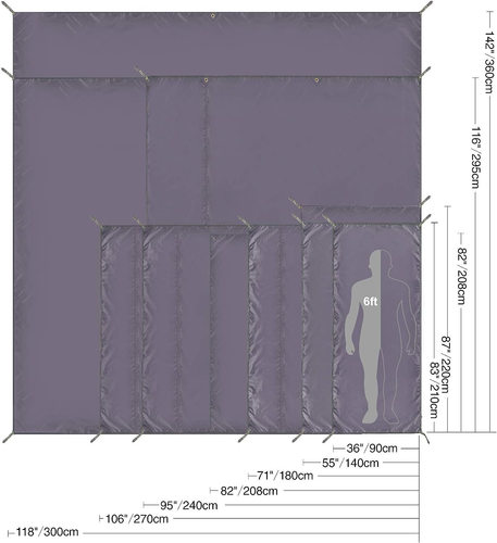Waterproof Camping Tent Tarp - 83" X83'', 4 in 1 Multifunctional Tent Footprint - Picture 6 of 12