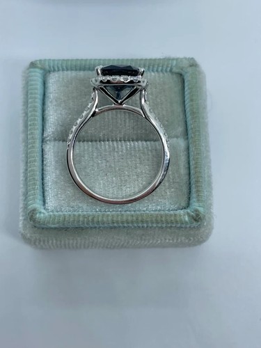 2Ct Pear Cut Lab-Created Sapphire Halo Wedding Ring 14K White Gold Plated Silver - Picture 6 of 8