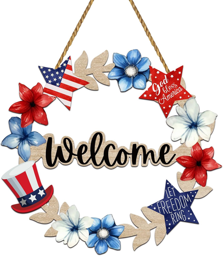 4Th of July Decorations 4Th of July Wreaths for Front Door Patriotic Wreath Four - Picture 10 of 12