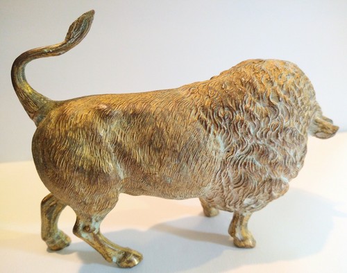 Gold Bison American Buffalo Western Decor Gilt Copper Statue Sculpture Figure - Picture 4 of 8