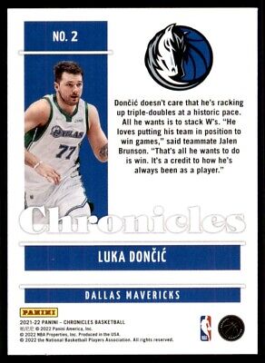 2021-22 Panini Chronicles Luka Doncic Dallas Mavericks #2 2021-22 Panini Chronicles Luka Doncic Dallas Mavericks #2