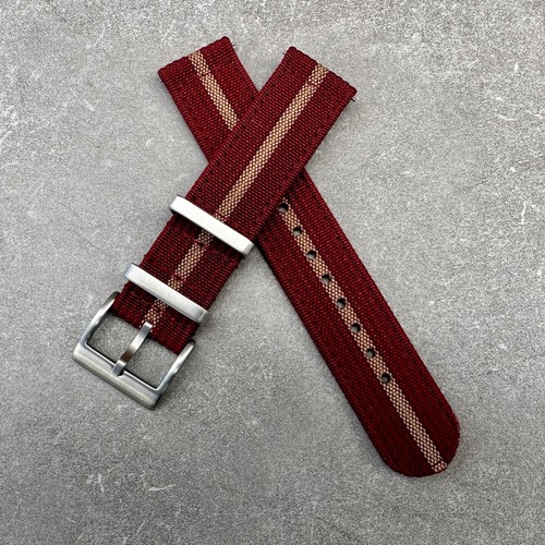 Two Piece NATO Watch Strap Quick Release Premium Ribbed Nylon 20mm 22mm - Picture 11 of 16