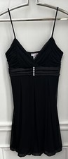 Body Central Cocktail Little Black Dress Spaghetti Straps Rhinestones Pin Size L