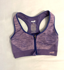 Avia Women Size Small Seamless Zip Front Racerback Inner Hook Blue Sports Bra