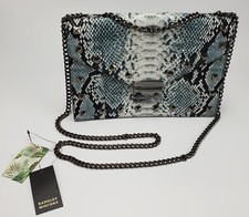 Badgley Mischka Snakeskin Vegan Leather Cross Body Purse Light Blue BM-4039 NWT