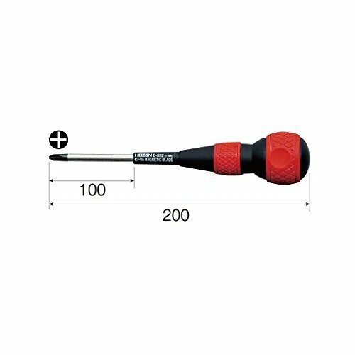 Hozan D-332-100 Jis + 2 Bola Agarre Destornillador 23327 Japón Importación - Imagen 2 de 4