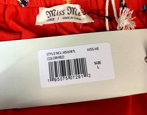 Miss Me Skirt Size Medium Red Floral All Over Print Drawstring Waist Women New - Picture 7 of 11