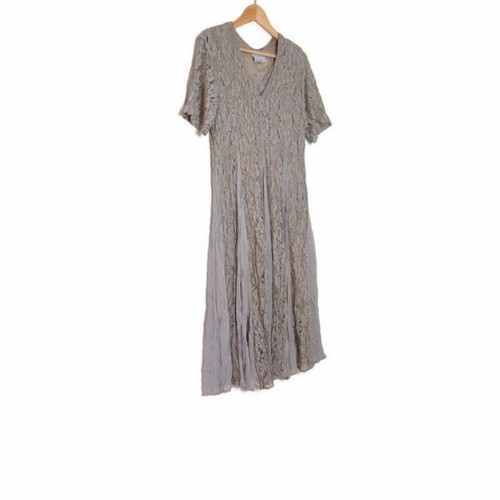 Vintage Starina Sage Green Grey Lace Dress M