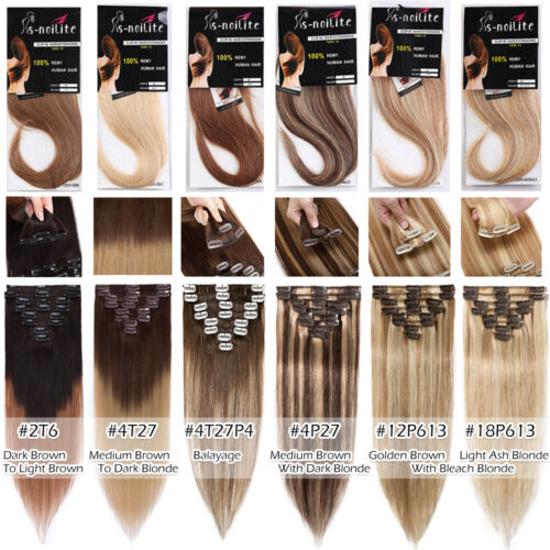 Dick Echthaar Clip In Haar Extensions Haarverlängerung 8 Tressen Hair 120G Blond - Bild 10 von 50