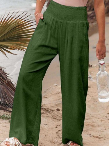 Full Size Smocked Waist Wide Leg Pants - Picture 41 of 63