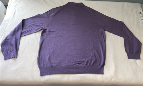 Jos A Bank Reserve Men’s XL Cotton Silk Pullover Collared Thin Knit Sweater Purp - Picture 14 of 17