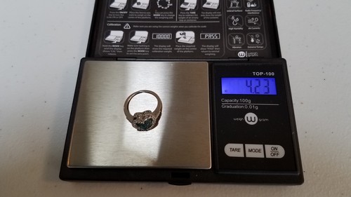 14k White Gold Blue White Diamond Invisible Set Ring 4.23 grams size 7,  1 cttw - Picture 15 of 15