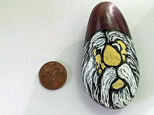 ARTE DE PIEDRA DE RÍO PINTADO A MANO Gnomo por Pata Amarilla Rocas Coleccionables - Imagen 2 de 4