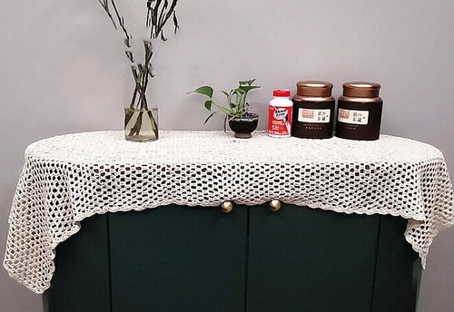 Vintage Handmade Cotton Crochet Lace Table Runner Wedding Party Dining Decor - Picture 27 of 30