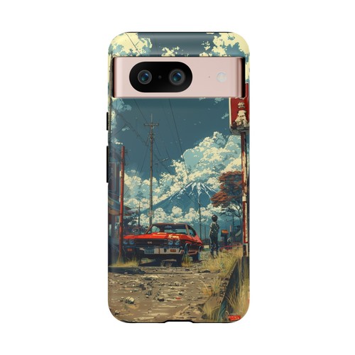 For iPhone / Galaxy / Pixel | Phone-Ink Case - Red Old Car Anime Mountain - Picture 167 of 176