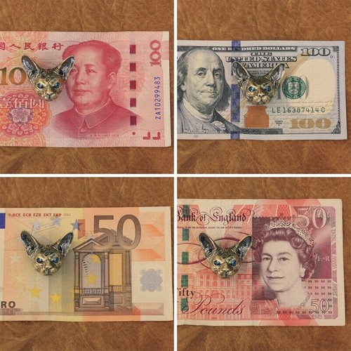 Blue Eyes Good Details Brass Sphynx Cat Pendant Punk Jewelry BR113A - Picture 9 of 9