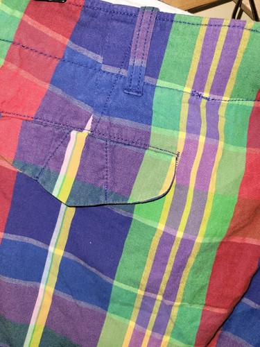 Vintage Polo Ralph Lauren Madras Shorts Size 38 Check Plaid Cotton - Picture 7 of 12
