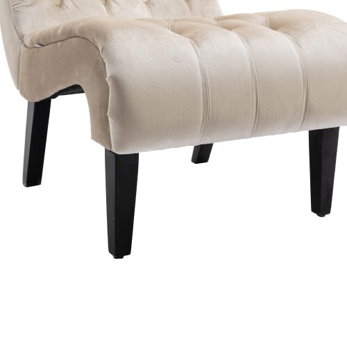 Velvet Armless Accent Chair - Upholstered Fabric w/ Wood Legs for Living Room - Picture 79 of 101