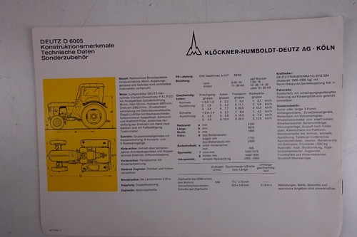 Deutz Schlepper D6005 1964 Katalog To-7634 - Bild 2 von 5