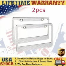 NEW 2 Pack Handcrafted Crystal Premium Stainless Steel Bling License Plate Frame