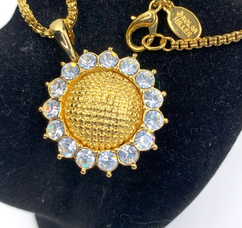 Collana con ciondolo testurizzato fiore Nolan Miller strass petali gioielli di design - Foto 4 di 6