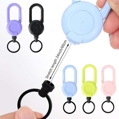 Macaron Color Retractable Wire Rope Antitheft Easy-to-pull Buckle Keychain - Picture 8 of 16