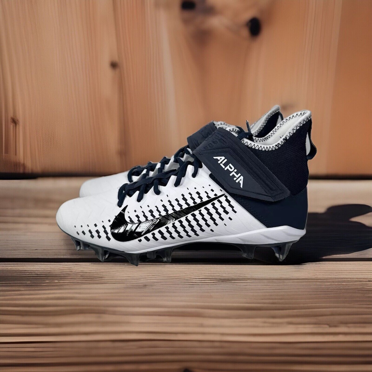 Nike Men’s 12 Alpha Menace Pro 2 MID Football Cleats BV3945-102 Navy White Size 12 Nike Alpha Menace Pro 2 Football Cleats Navy Blue  main image 4