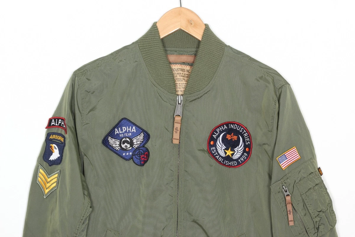 Rare ALPHA INDUSTRIES MA 1 Patch Flyer s Bomber Jacket Men Size M MJ3994 eBay