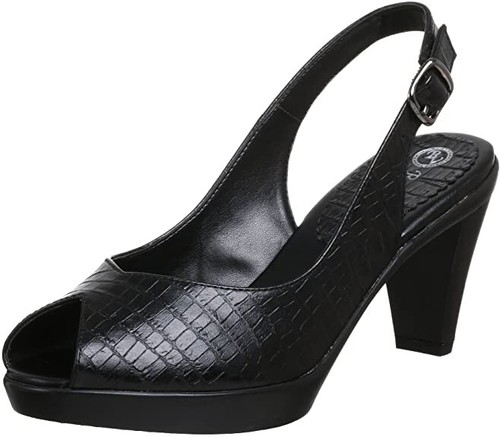 Bella Vita Zaunkönig offene Zehenpartie 4" Plateau-Slingback SCHWARZ KROKOLEDER 12M - Bild 2 von 9